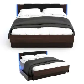 lozko-nowoczesne-z-szufladami-180x200-led-podwojne-ciemne-wenge-drewno