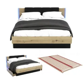 lozko-nowoczesne-z-szufladami-180x200-led-podwojne-dab-artisan-stelaz