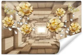 fototapeta-do-salonu-tunel-3d-abstrakcyjne-kwiaty-cyroknie-450x300