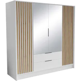 szafa-biala-garderoba-uchylna-czterodrzwiowa-lamele-lustrem-200x200x51-cm