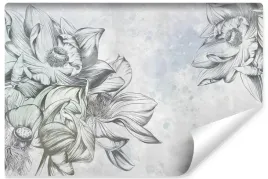 fototapeta-do-salonu-natura-kwiaty-na-betonie-mural-abstrakcja-450x300