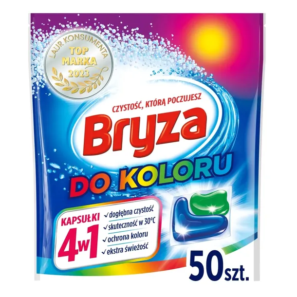 Bryza kapsułki do prania kolorowych ubrań kolor ochrona koloru 4w1 50 sztuk