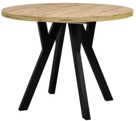 stol-okragly-100-cm-rozkladany-do-200-blat-dab-wotan-nogi-czarne-drewniane