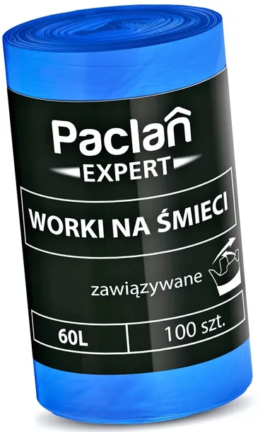 Worki na śmieci zawiązywane Paclan Expert mocne 60L 100 szt nie pękające