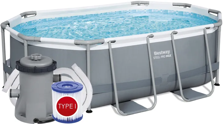 OGRODOWY BASEN STELAŻOWY 305x200x84 cm + POMPA - BESTWAY 5614A