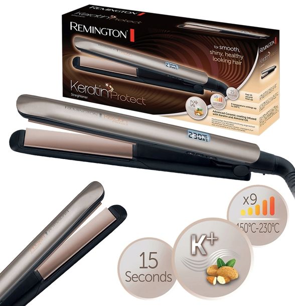 PROSTOWNICA KERATYNOWA OLEJ MIGDAŁOWY KERATYNA LCD 150°C - 230°C JONIZACJA