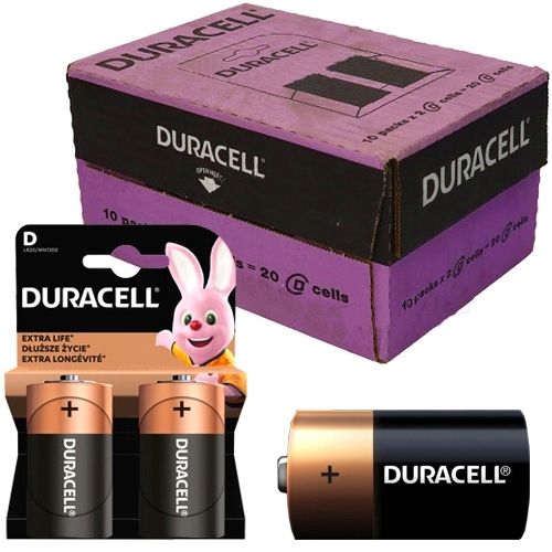 MOCNE TYP D BATERIE DURACELL R20 ALKALICZNE 10 X 2 szt. OPAKOWANIE ZBIORCZE