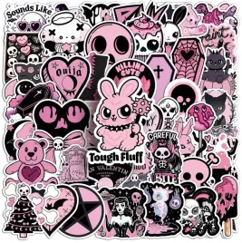 naklejki-wodoodporne-na-telefon-bidon-laptop-mix-pink-spooky-kawaii-50-szt