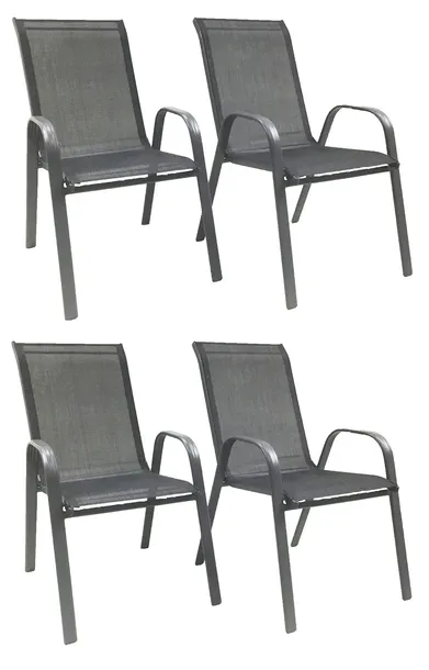 4SZT WYGODNE METALOWE NOWOCZESNE KRZESŁO OGRODOWE BALKON MAJORKA 4X SZARE