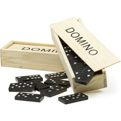 DOMINO DREWNIANE GRA RODZINNA EDUKACYJNA Z ETUI KLOCKI Z DREWNA DO GRY