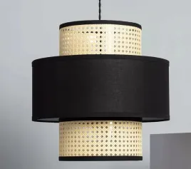 lampa-wiszaca-rattanowa-czarna-tkanina-e27