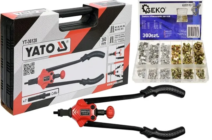 YATO NITOWNICA RĘCZNA DO NITONAKRĘTEK M3-M12 YT-36128 G02910 + NITONAKRĘTKI