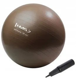 pilka-gimnastyczna-65cm-anti-burst-brazowa-pompka-do-cwiczen-fit-hms