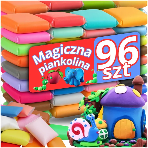 SUPER CLAY PLASTELINA GLINA PIANKOLINA POLIMEROWA KREATYWNA MASA 96 SZT