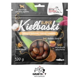 przysmak-dla-psa-syta-micha-super-kielbaski-pstrag-z-batatem-100g