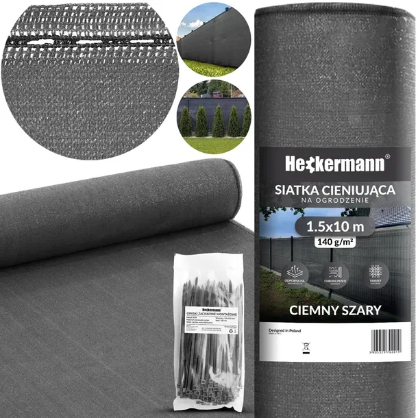 SIATKA CIENIUJĄCA MASKUJĄCA 90% NA OGRODZENIE PŁOT OSŁONOWA UV 1,5x10m