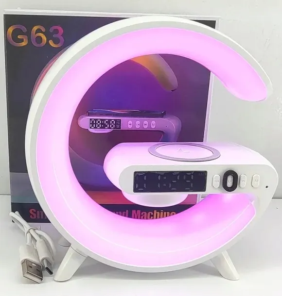 lampka-led-gamingowa-rgb-glosnik-ladowarka-indukcyjna-qi-zegar-budzik-g63-stan-nowy-kolor-bialy