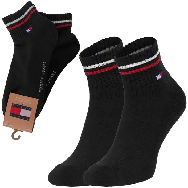 TOMMY HILFIGER SKARPETY SKARPETKI STOPKI 2P CZARNE r.39-42