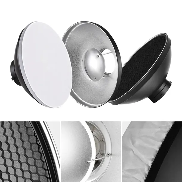 BEAUTY DISH CZASZA BOWENS SŁONECZKO 41cm 42cm + PLASTER MIODU GRID do GODOX
