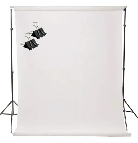 ZESTAW DO TŁA 215x170cm + TŁO BIAŁE 1,6x2,5m FIZELINA NA TULEI + 2 KLIPSY