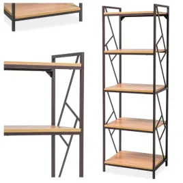 regal-metalowy-na-ksiazki-zabawki-rosliny-5-polek-loft-tablo-r5-dab