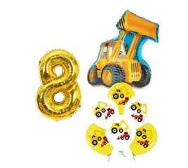 zestaw-balonow-na-8-osme-urodziny-koparka-zolta-maszyny-budowlane-8-szt