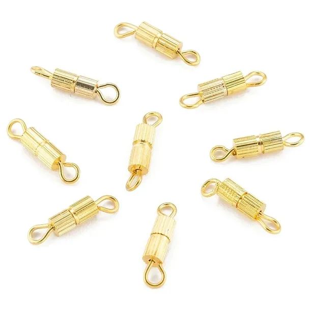 Zapięcie Skręcane Śrubowe do Biżuterii 14mm Mosiądz 7x3mm Złote 10szt