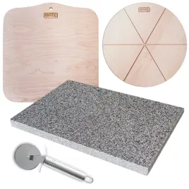 Zdjęcie produktu KAMIEŃ GRANITOWY DO PIZZY PIECA 30x40 VIAGGIO + ŁOPATKA+ DESKA +NÓŻ