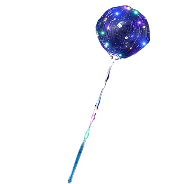 Duży balon świecący LED na patyku dekoracja na wesele urodziny róż niebiesk