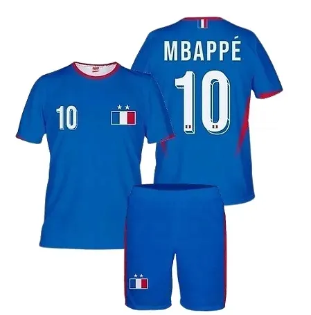 Strój Piłkarski dla dziecka Mbappe Francja komplet koszulka spodenki 128