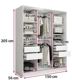 biala-szafa-przesuwna-150-cm-top-z-szufladami-drazki-polki-kolor-frontow-bialy