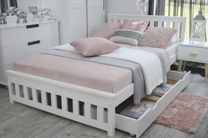 ŁÓŻKO drewniane IGA 140x200 białe + MATERAC + stelaż gratis, producent
