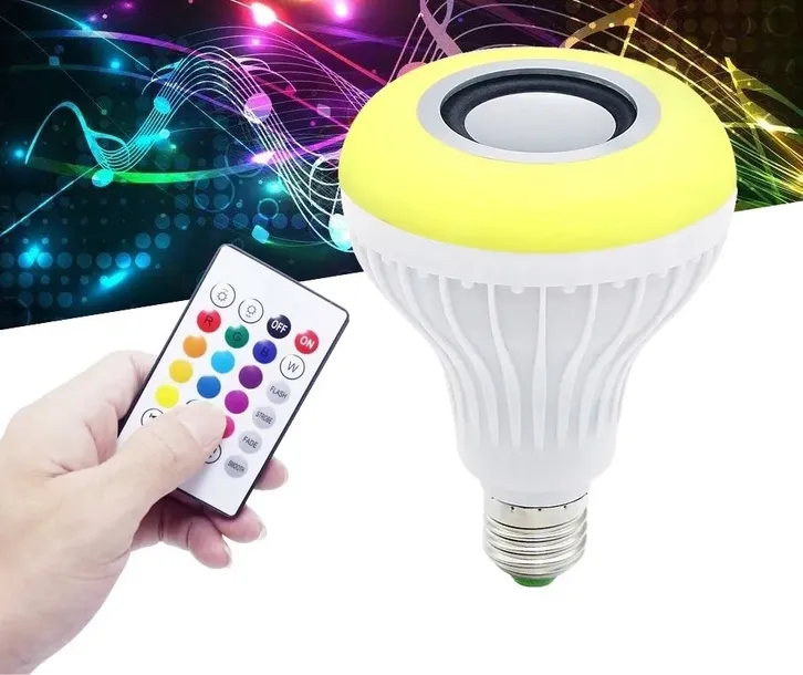 glosnik-bluetooth-zarowka-e27-led-rgb-disco-pilot-waga-z-opakowaniem-0-15-kg-stan-nowy