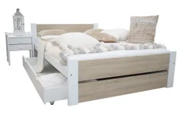 lozko-lea-160x200-biale-dab-sonoma-stelaz-materac