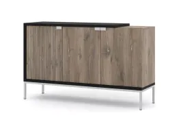 komoda-toledo-143-cm-3d-dab-flagstaff-czarny-mat-srebrna-rama