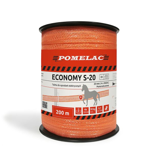 Taśma do pastucha pomarańczowa 200m INOX niska oporność POMELAC