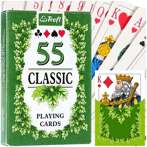 KARTY DO GRY 55 KART 490 CLASSIC KLASYCZNE POKER TYSIĄC OCZKO TREFL