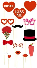 akcesoria-do-fotobudki-zdjec-14-sztuk-czerwone-walentynki-karnawal-urodziny