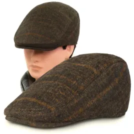 kaszkiet-meski-zimowy-ocieplany-elegancka-czapka-w-kratke-z-welna