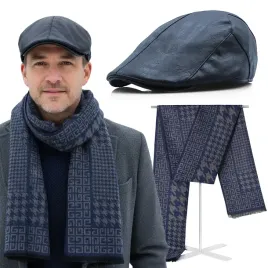 kaszkiet-meski-skorzany-i-szalik-pako-jeans-modny-komplet-na-prezent