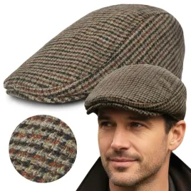 kaszkiet-meski-zimowy-ocieplany-elegancka-czapka-w-pepitke-50percent-welny