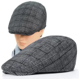 kaszkiet-meski-zimowy-ocieplany-elegancka-czapka-w-kratke-z-welna
