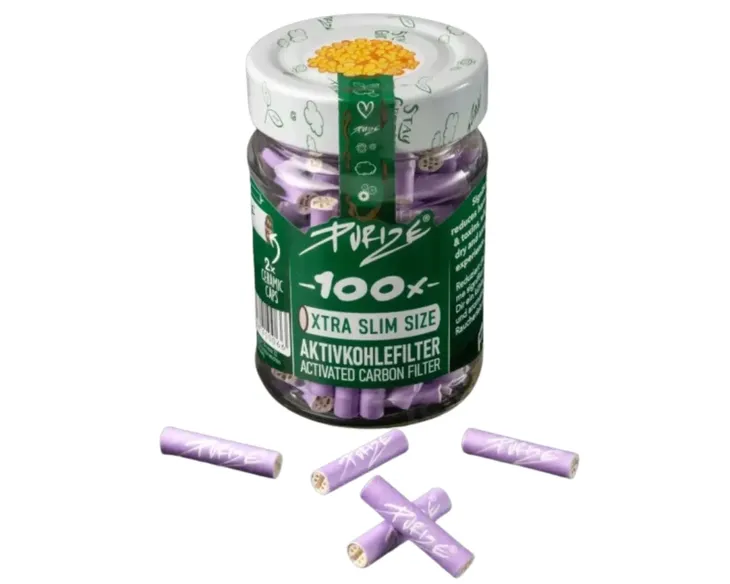 Filtry węglowe Purize XTRA Slim Lilac 100 sztuk