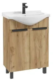 szafka-lazienkowa-stojaca-z-umywalka-dab-60-cm-z-czarnymi-uchwytami