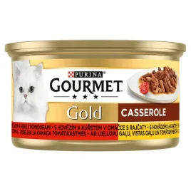 mokra-karma-dla-kota-wolowina-kurczak-w-sosie-pomidorowym-gourmet-gold-85g