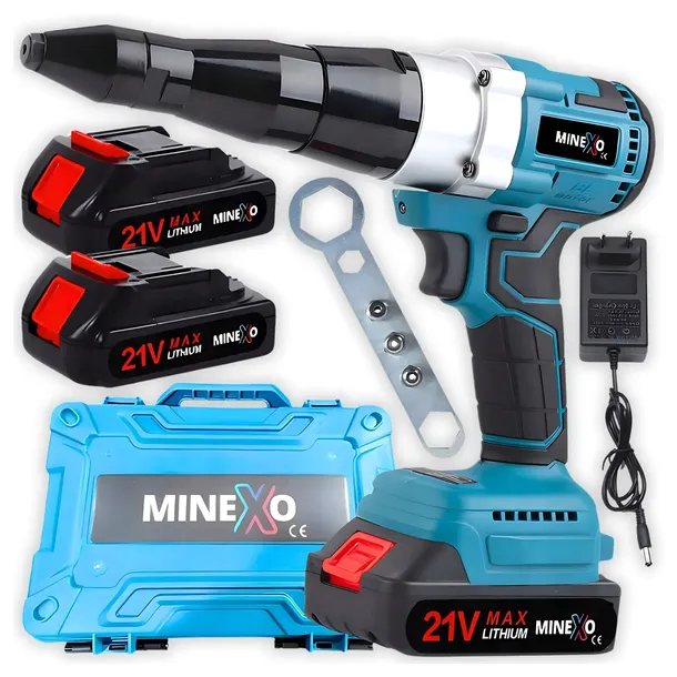 NITOWNICA RĘCZNA ELEKTRYCZNA pistolet do nitowania 250Nm 2.4-4.8mm 2xAKU