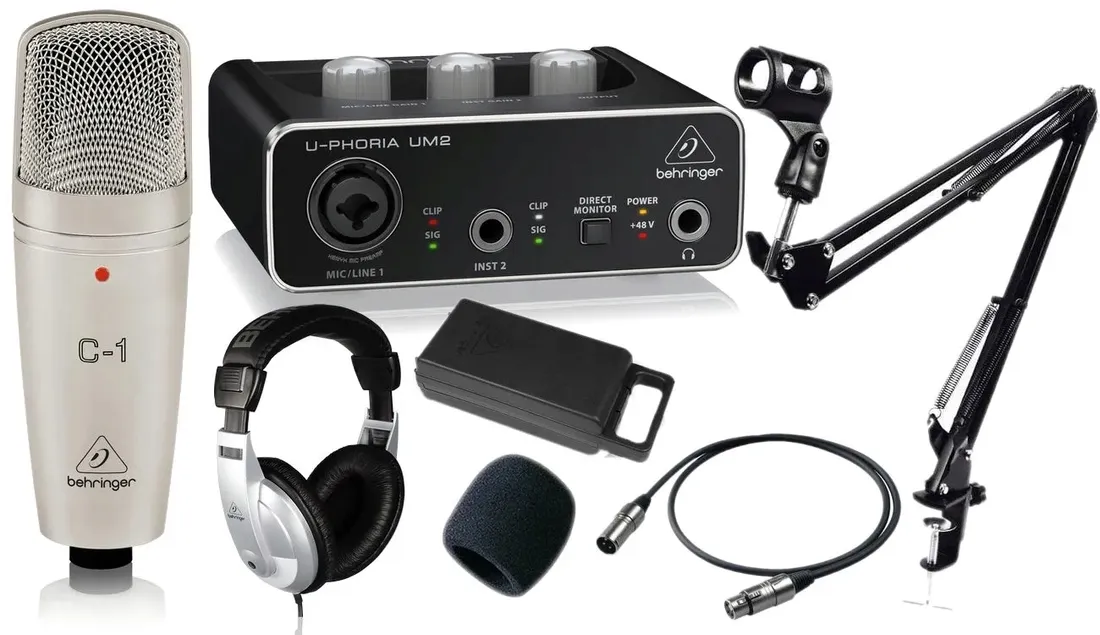 behringer-c1-mikrofon-interfejs-um2-statyw-set