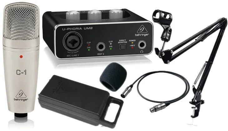 behringer-c1-mikrofon-interfejs-um2-statyw-set