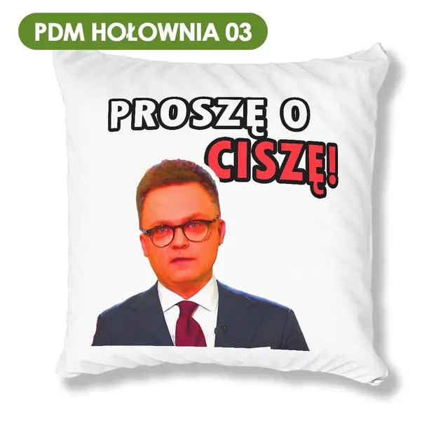 poduszka-biala-pdm-kaczynski-01-idealny-prezent-stan-nowy-dlugosc-40-cm