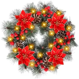 wieniec-swiateczny-30-cm-z-kwiatami-i-szyszkami-na-drzwi-bozonarodzeniowe